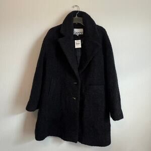 NEW Ganni Grey Recycled Wool Coat Jacket Size Small Medium S/M Boucle Wrap $475